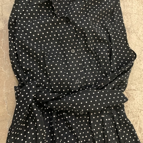 Club Monaco Black polka dot and White Pleated Midi Dress - Picture 2 of 6